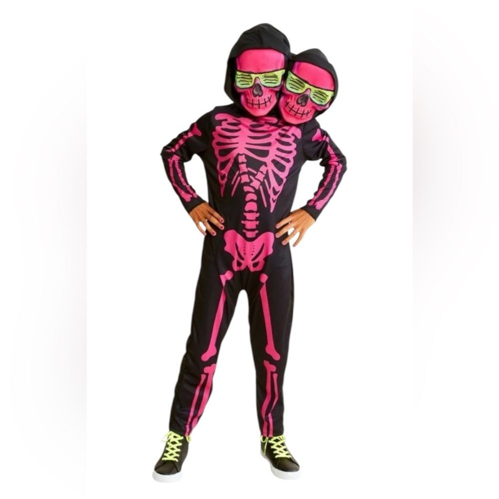 Two-Headed Pink Skeleton XL Kids Costume Stuffable Spooky Fun Halloween